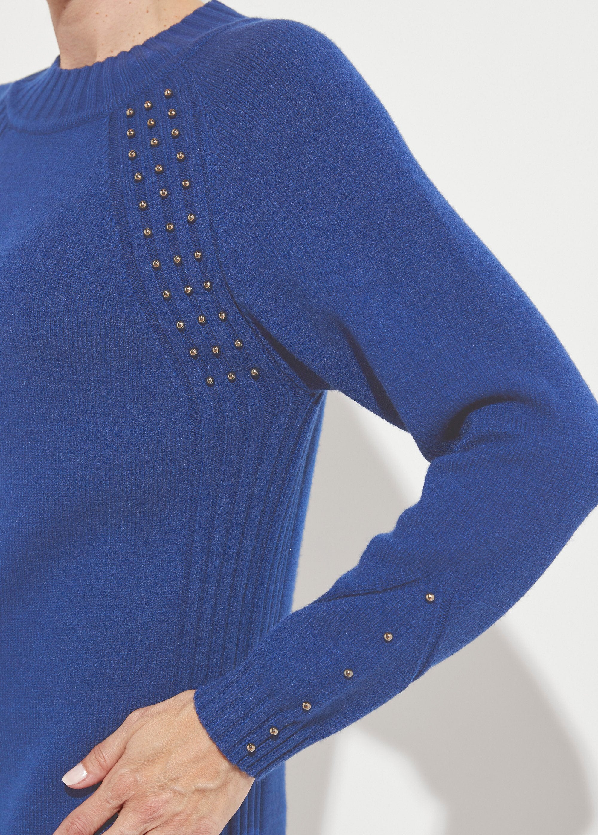 High-neck_sweater_dress_with_ribbed_beaded_details_Blue_DE2_slim