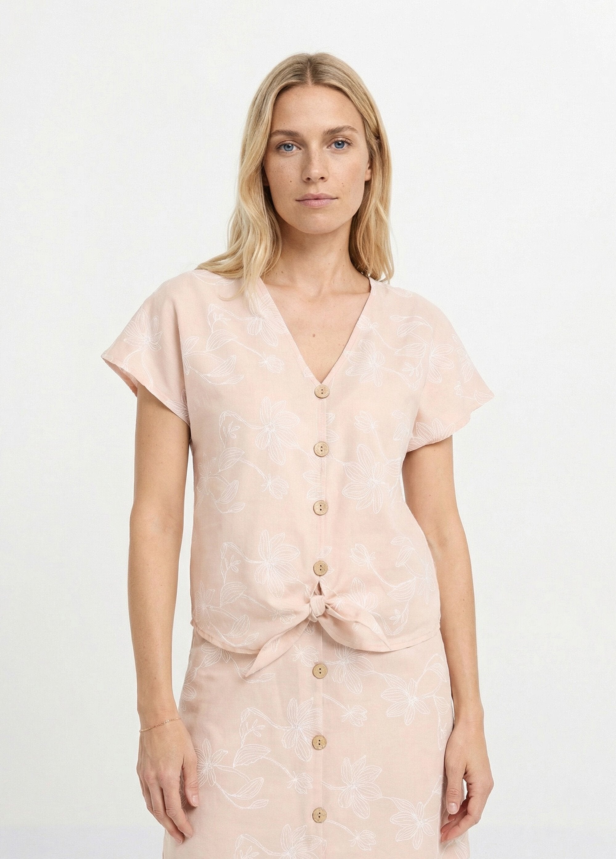 Tunique_sérigraphies_fleurs,_à_nouer_Beige_FA1_slim