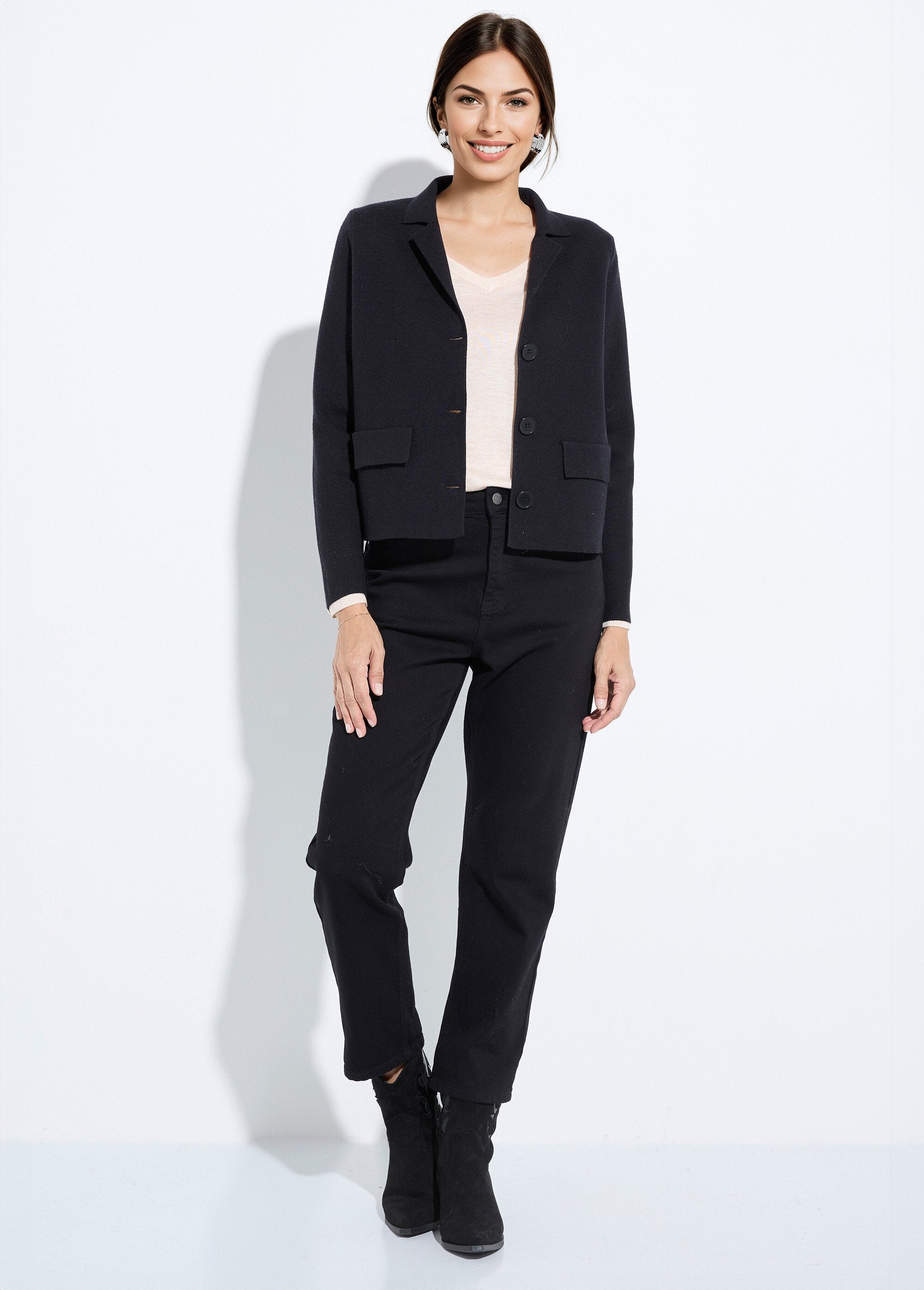 Short_plain_jacquard_jacket_with_tailored_collar_Black_SF1_slim