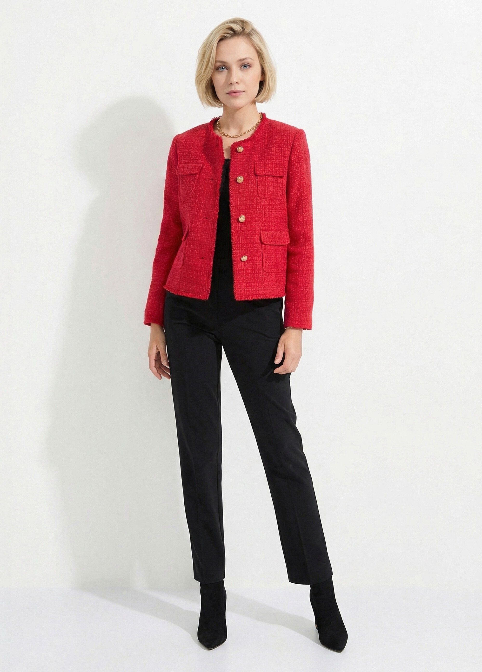 Fringed_button-down_collarless_tweed_jacket_Red_SF1_slim