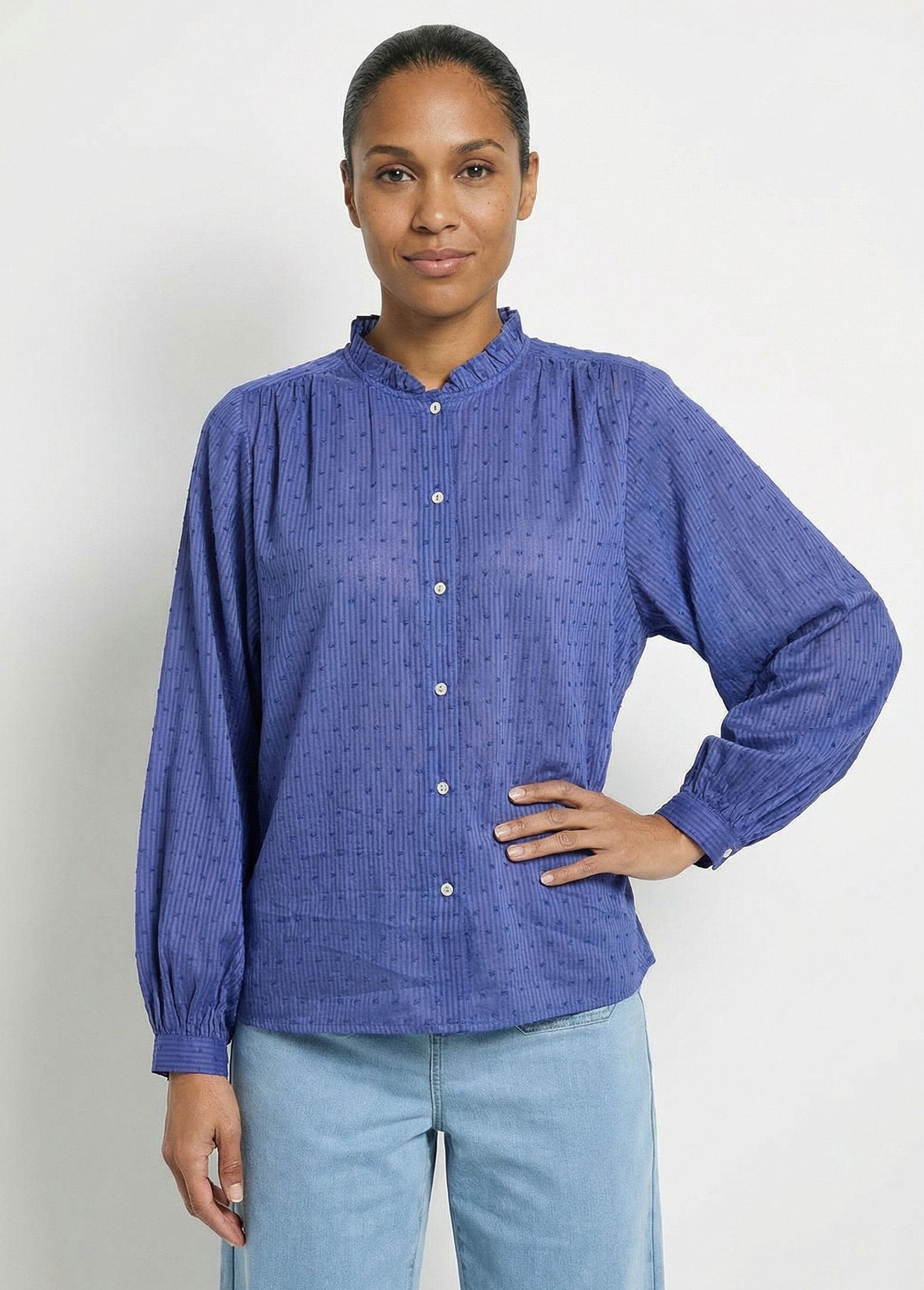 Striped_dotted_Swiss_cotton_blouse_with_ruffled_collar_Blue_FA1_slim