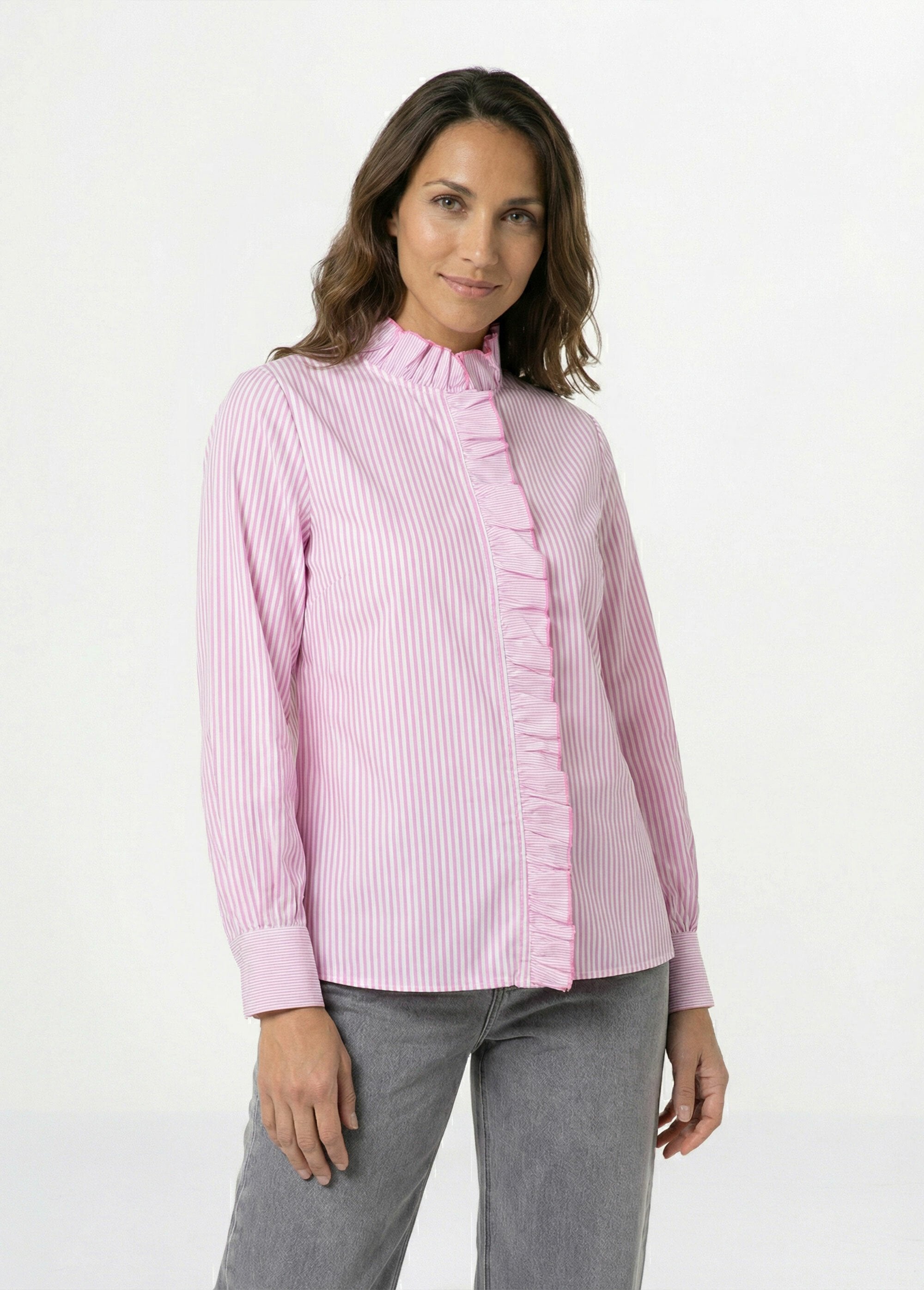 Striped_pleated_blouse_with_a_high_collar_Striped_rose_FA1_slim