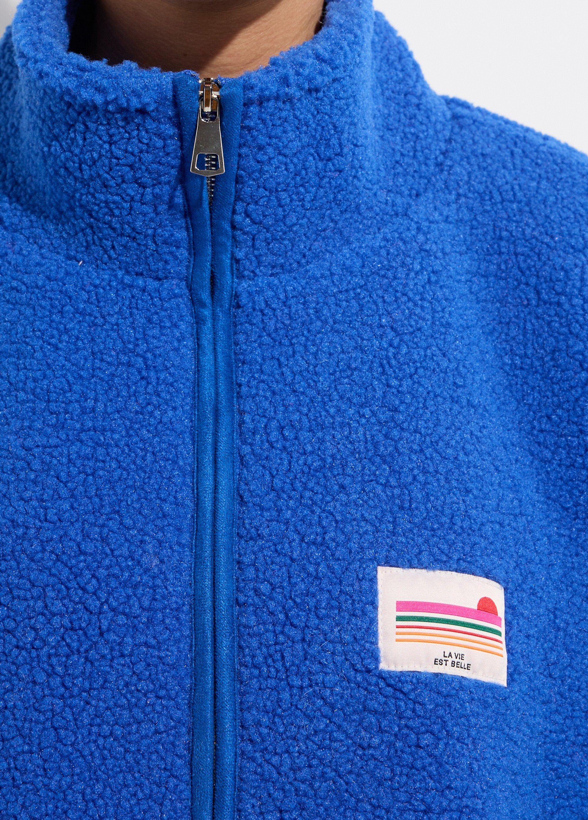 Warm_fleece_zip-up_vest,_high_collar_Bright_blue_DE2_slim