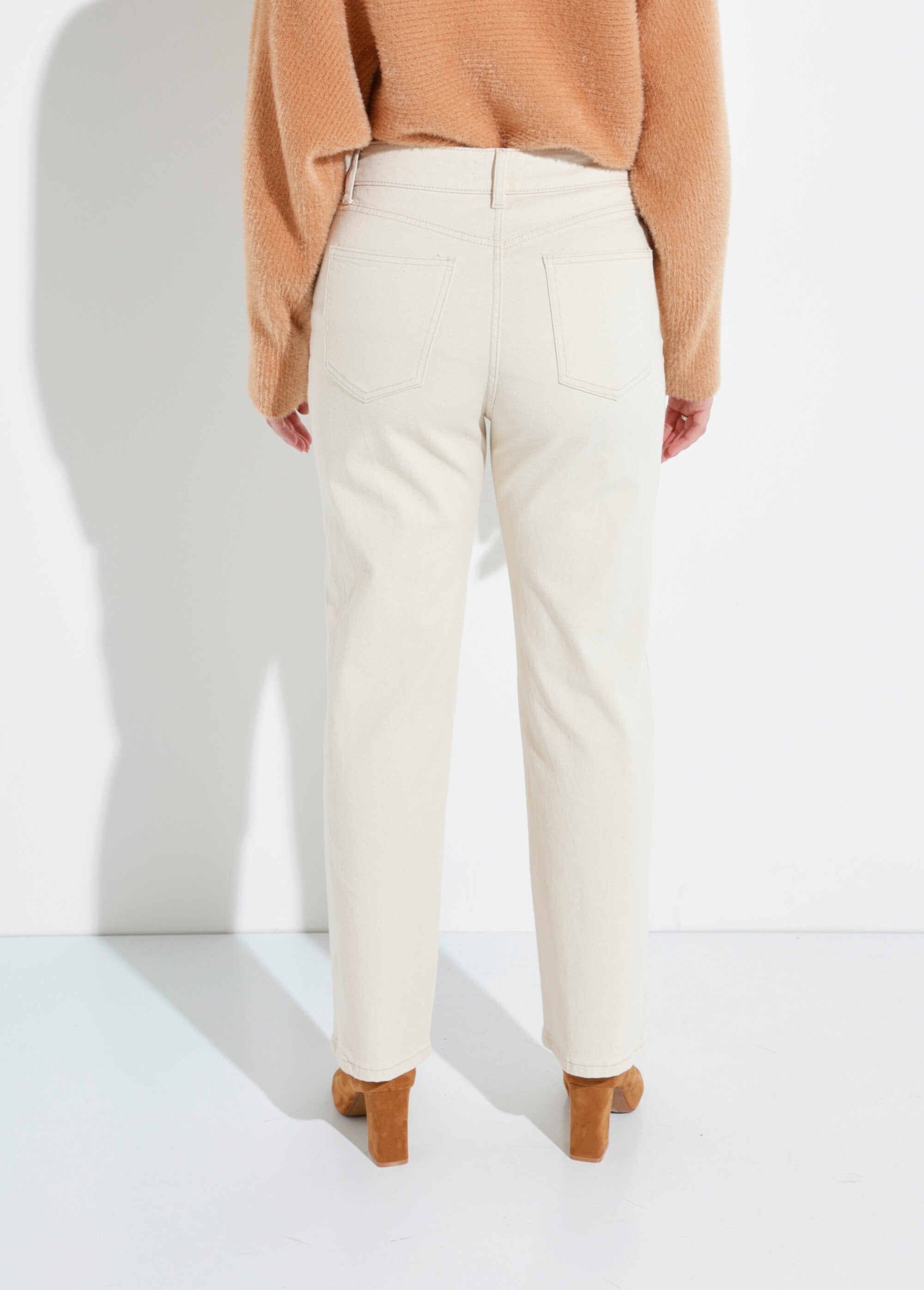 5-pocket_straight_jeans,_special_PETITE_Beige_DO1_slim