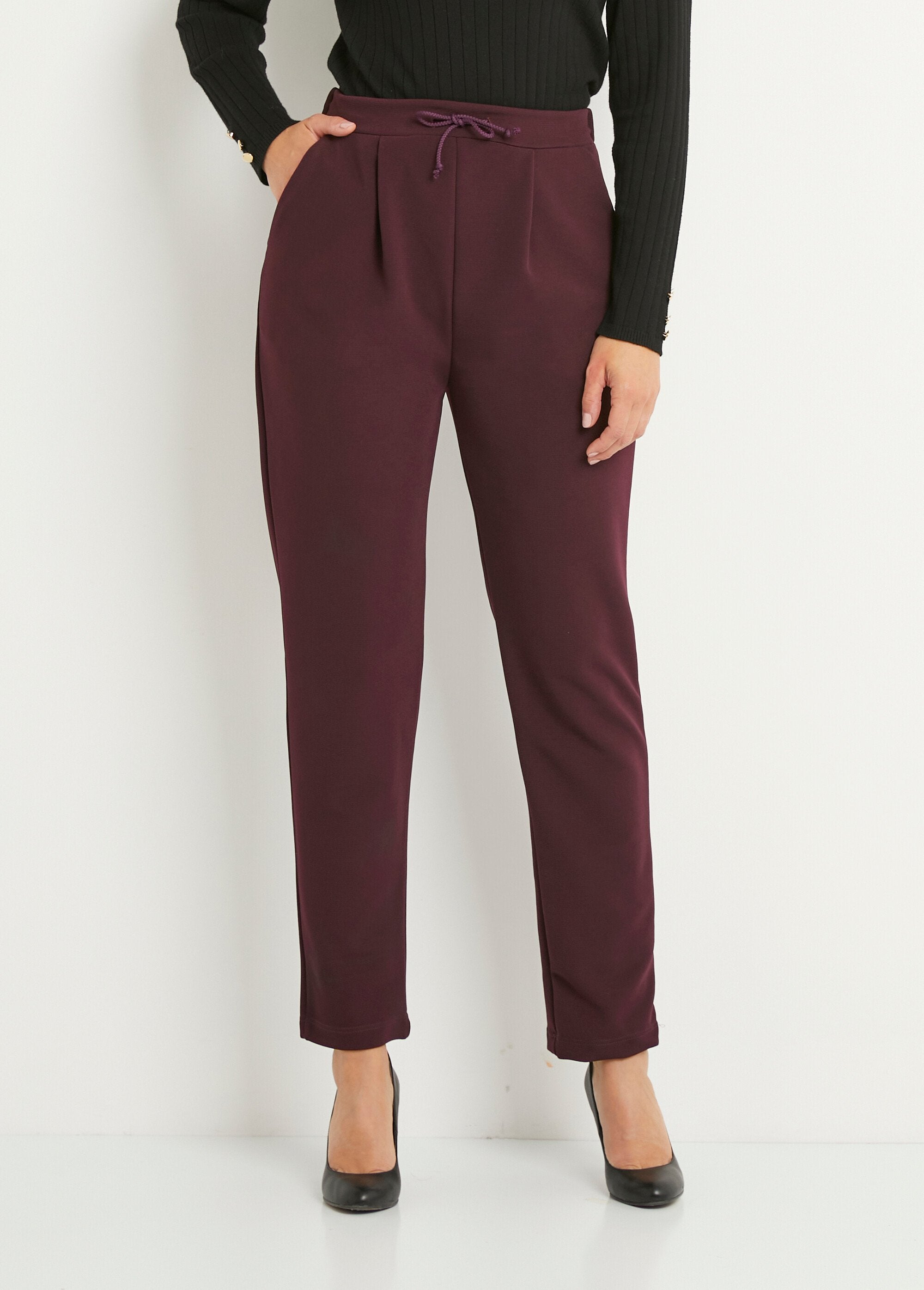 Straight-leg_stretch-knit_pants_Bordeaux_FA1_slim