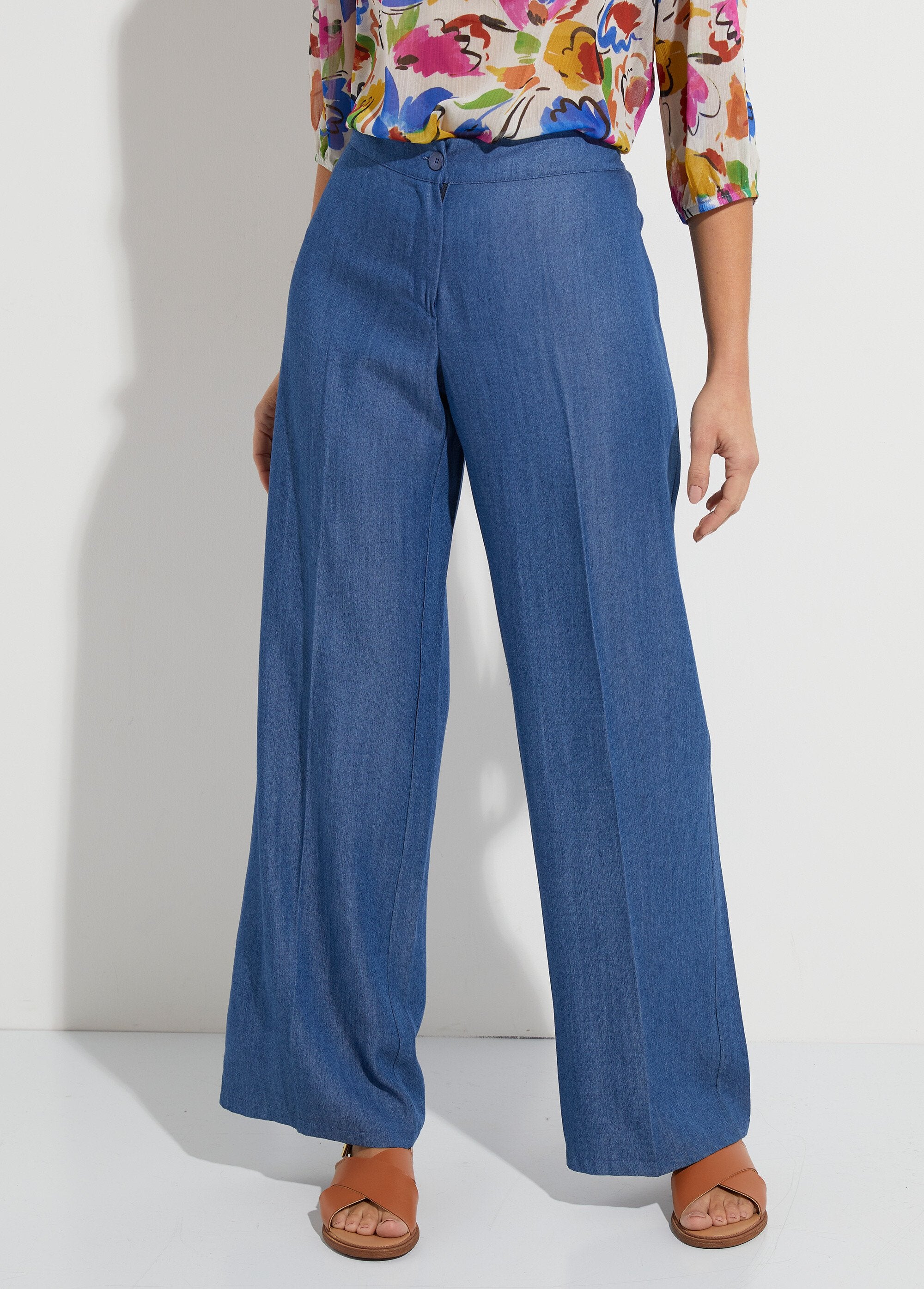Pantalon_large_en_lyocell_ceinture_élastiquée_Bleu_FA1_slim