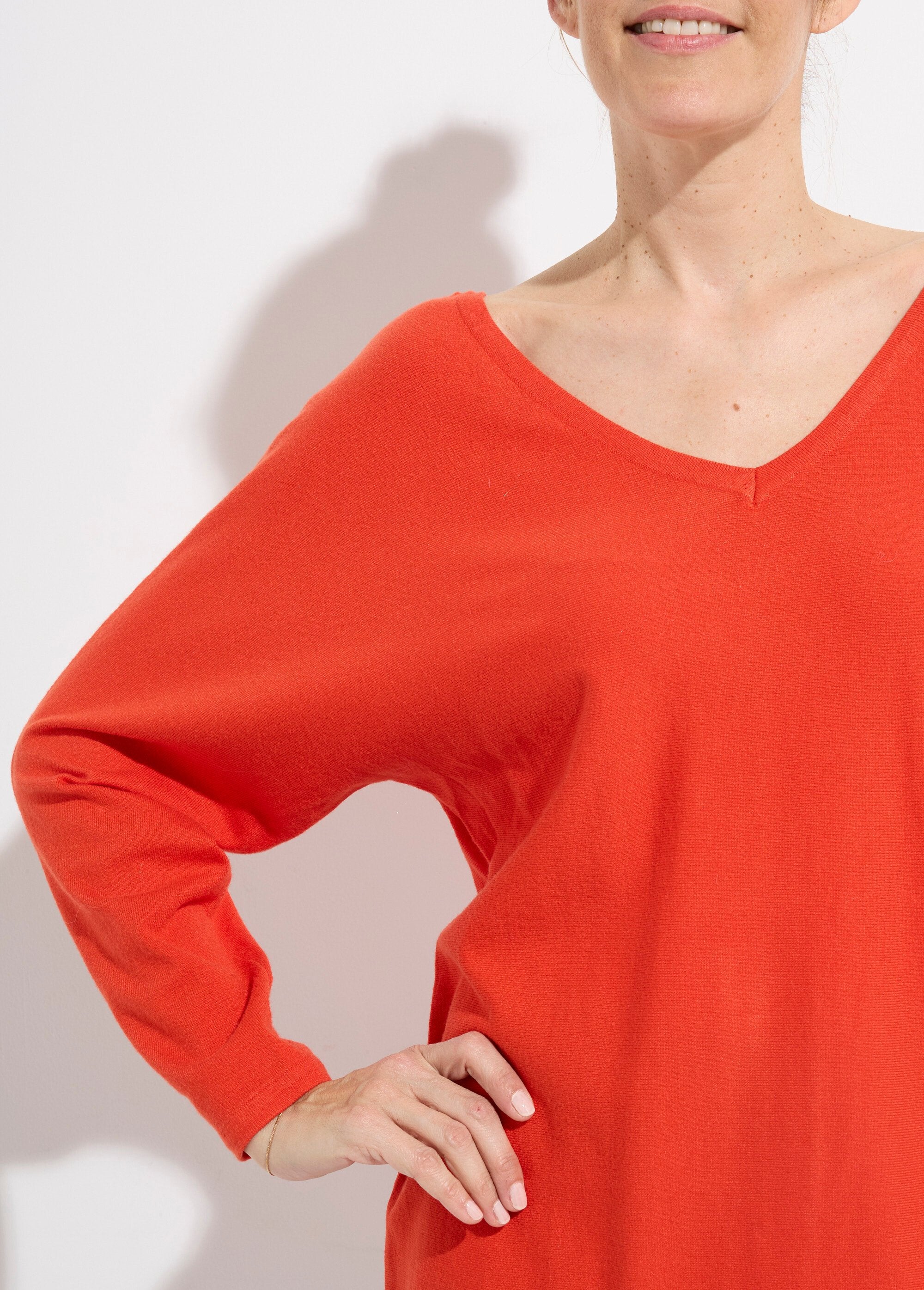 Eco-friendly_fine-knit_V-neck_sweater_Red_DE1_slim