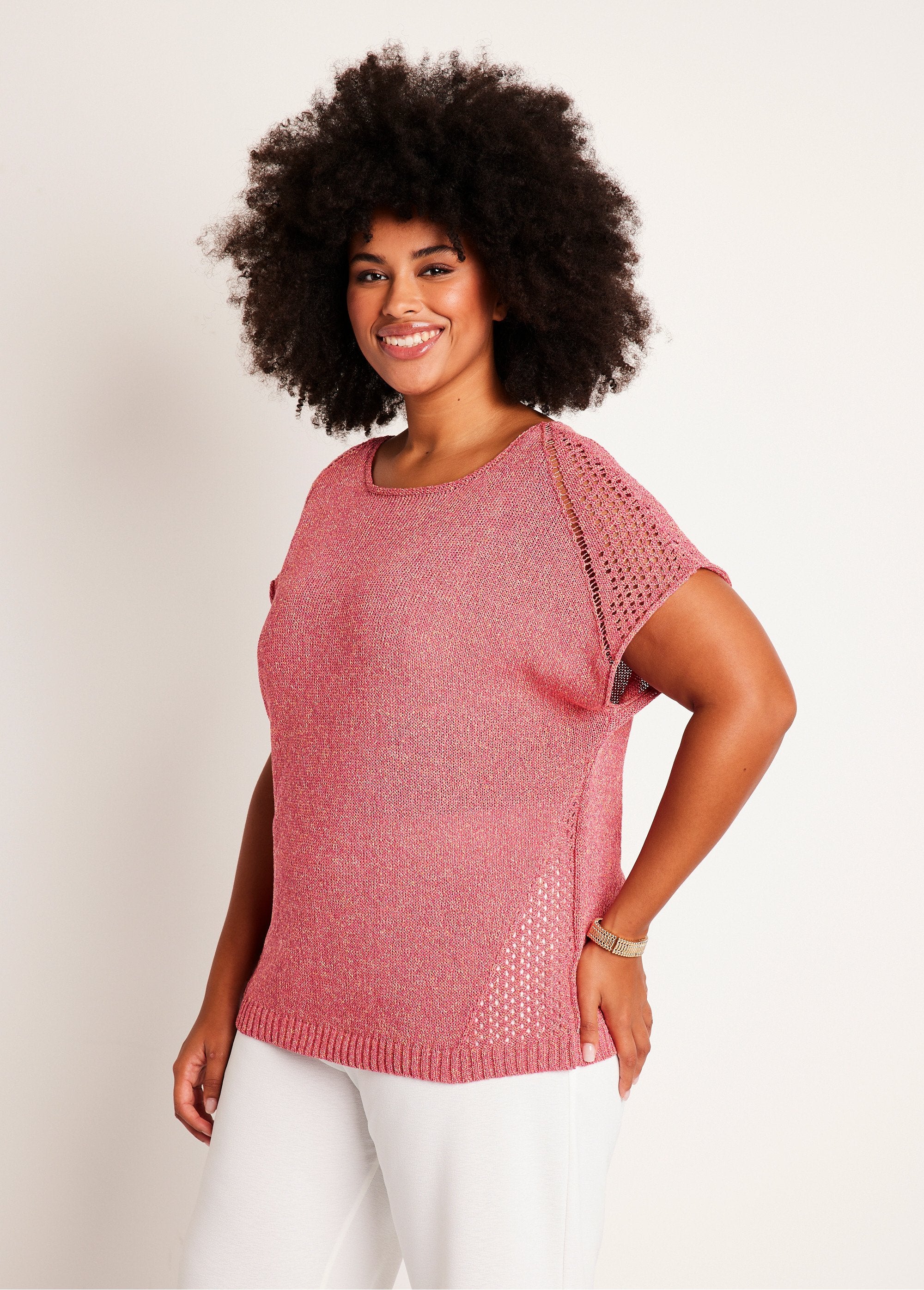 Fine_openwork_short-sleeved_sweater_Fuchsia_FA1_curvy