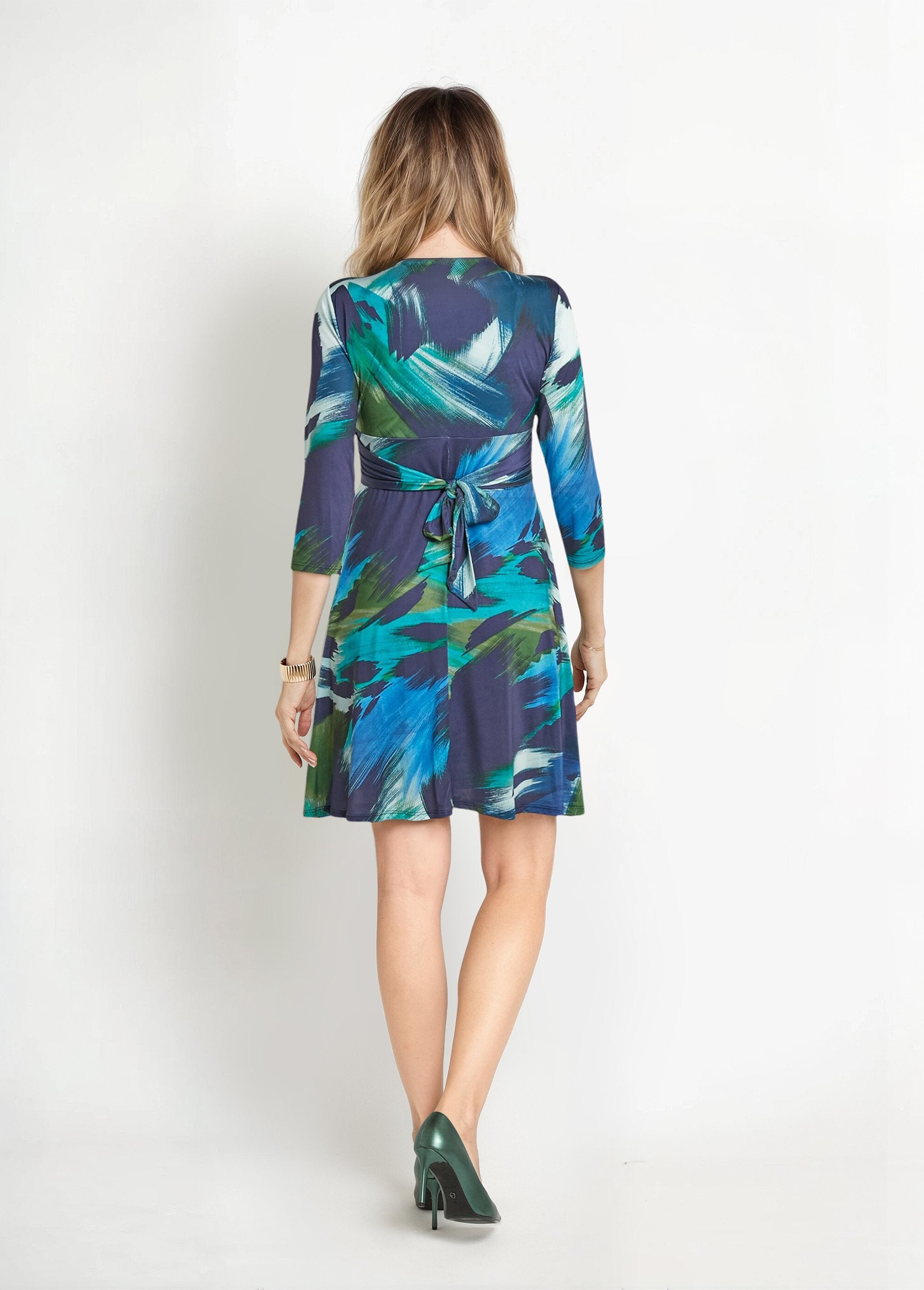 Stretch_wrap_dress_with_draped_details_Blue_and_green_DO1_slim