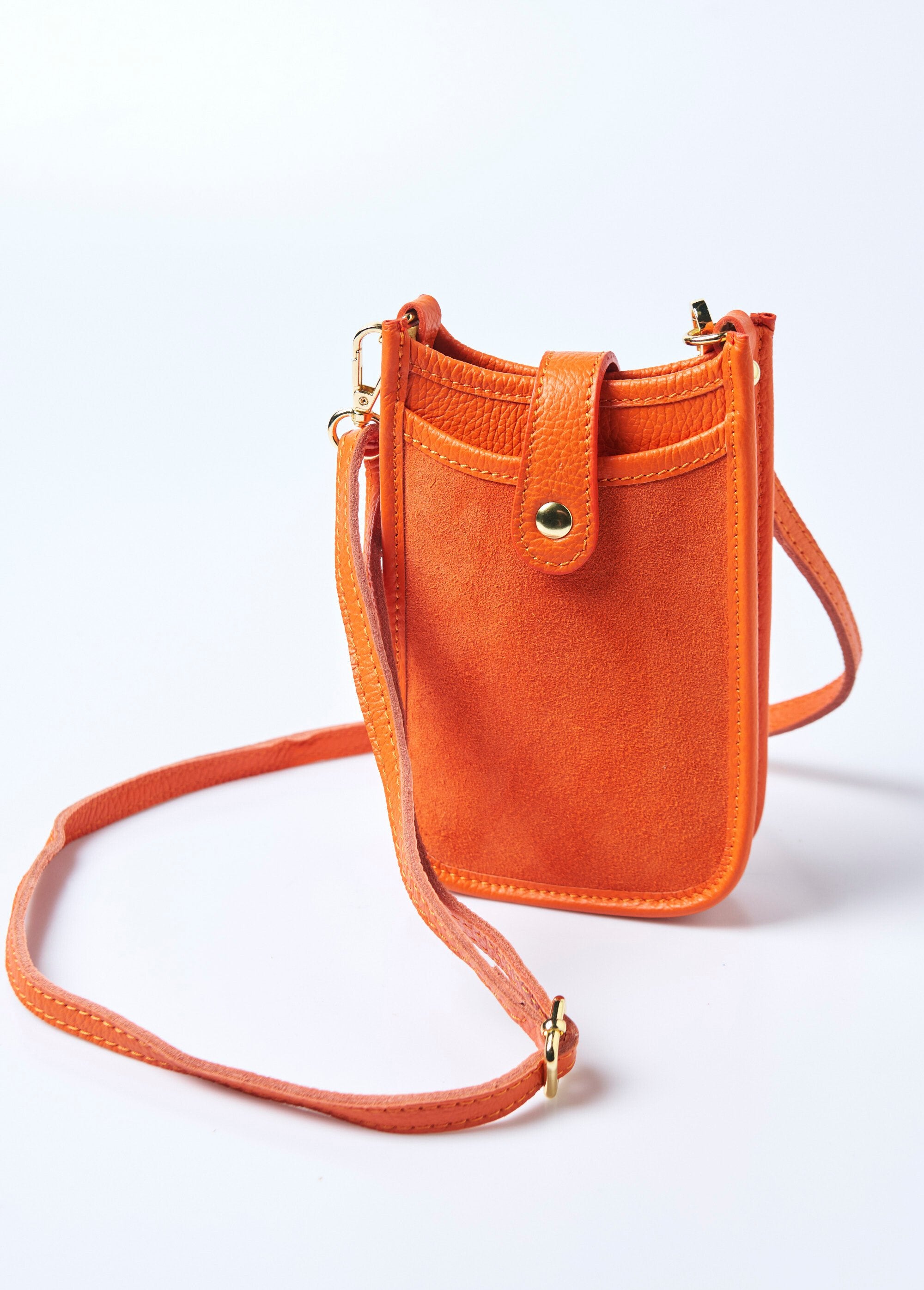 Sac_pochette_cuir_bandoulière_pour_smartphone_Orange_FA1_slim