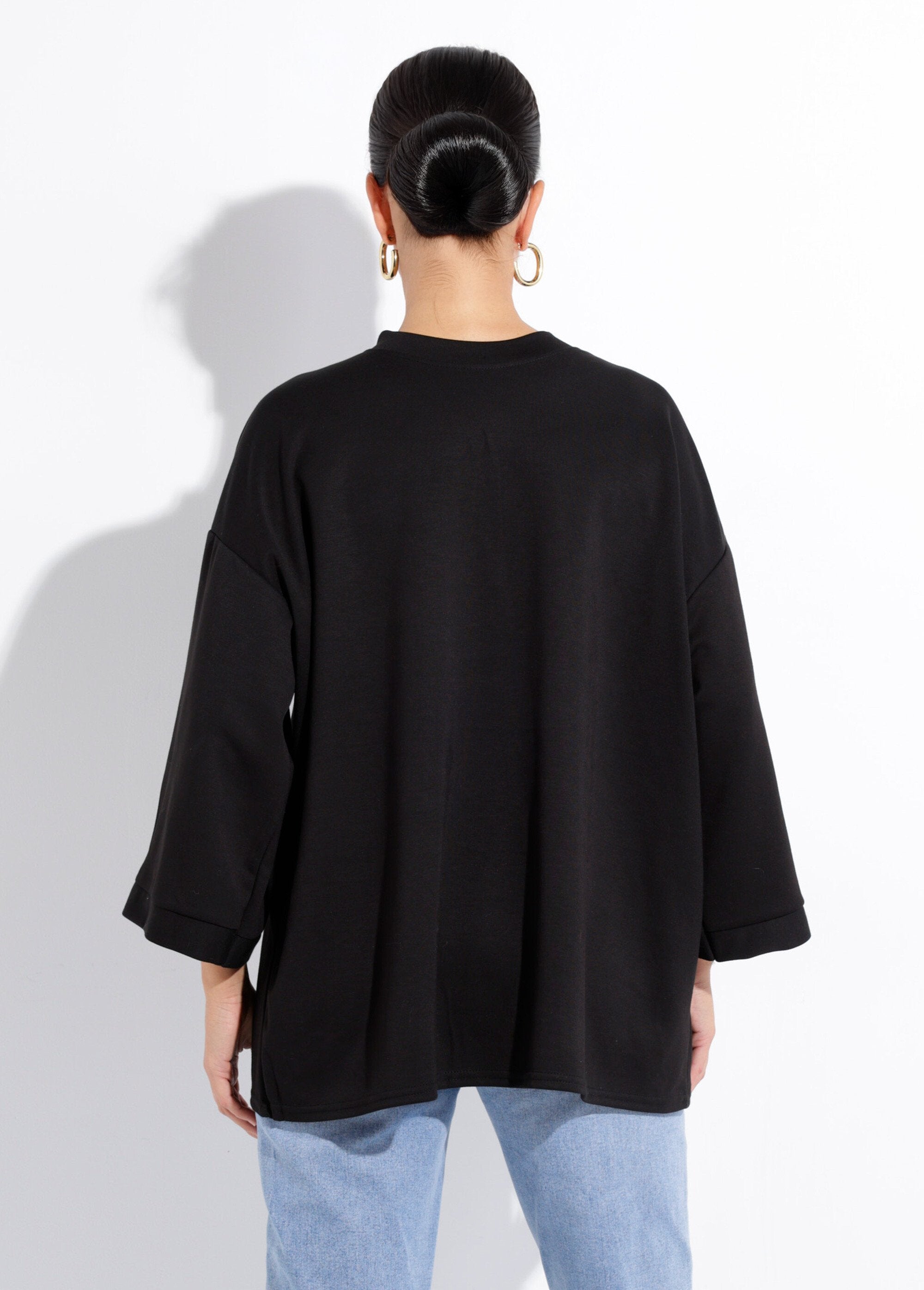 Wide_round_neck_sweatshirt,_3/4_sleeves_Black_DO1_slim