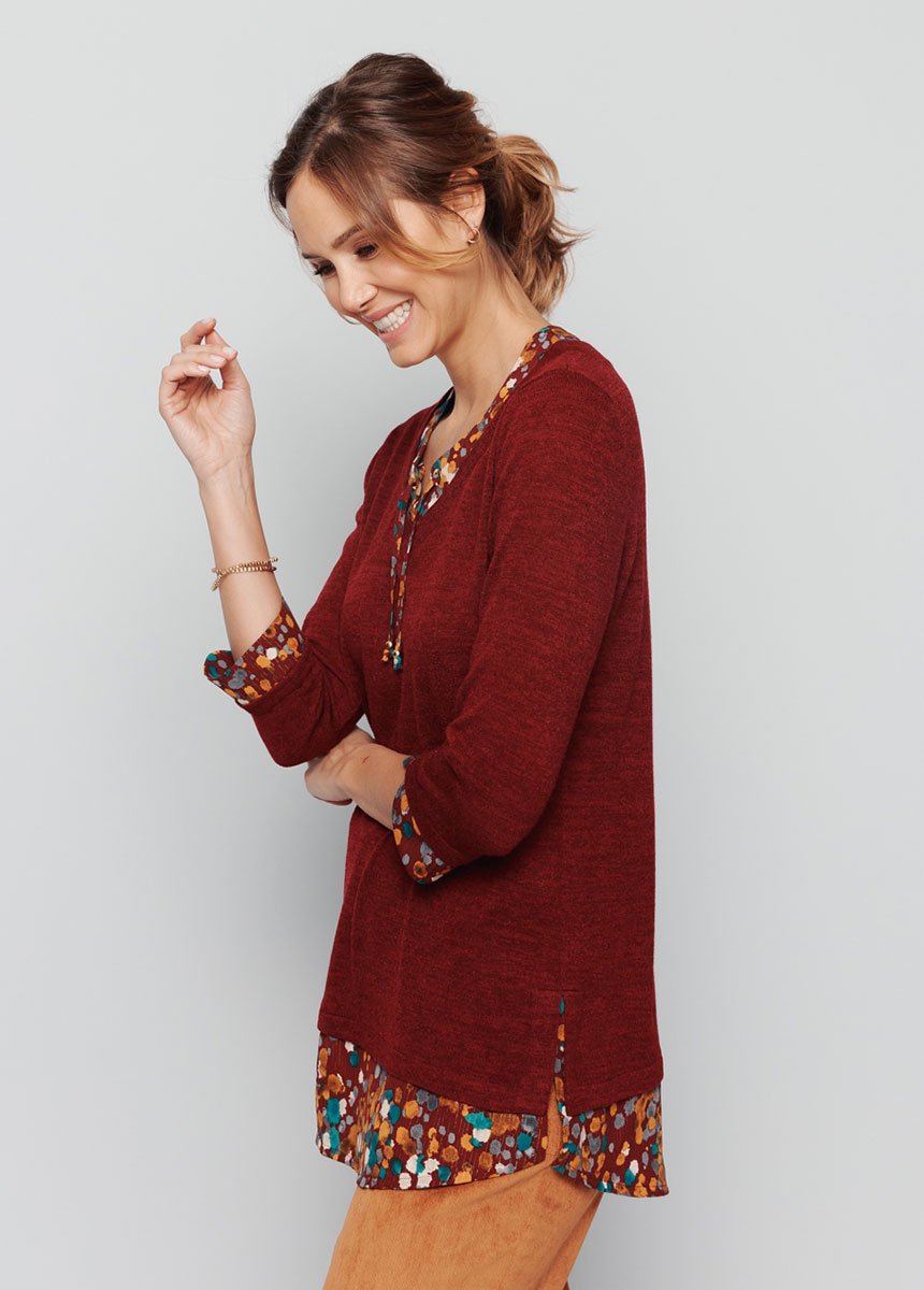 Fancy_2-in-1_3/4-sleeve_tunic_Bordeaux_DR1_slim